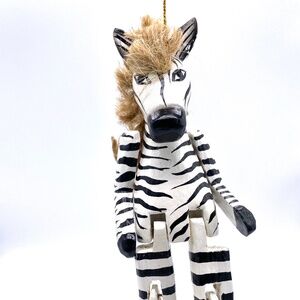 Hairy Mohawk Zebra Hand Carved Ornament